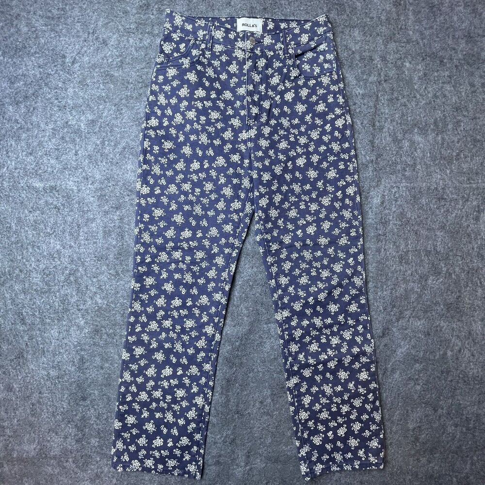 ROLLA'S Navy Floral Straight Leg Jeans